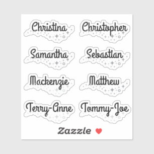 Sticker Liste de Invités Personnalisée 8 Noms Jolis Nuage 