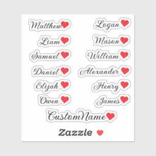 Sticker Liste de invités personnalisée en forme de cœur –