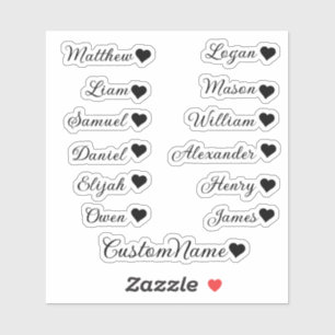 Sticker Liste de invités personnalisée en forme de cœur –