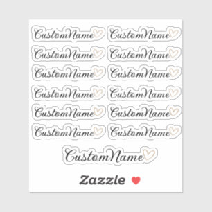 Sticker Liste de invités personnalisée en forme de cœur –