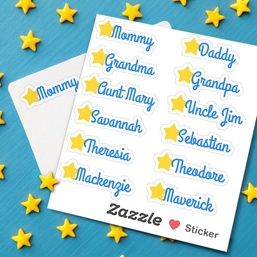 Sticker Liste d'invités personnalisée Noms de belles étoil