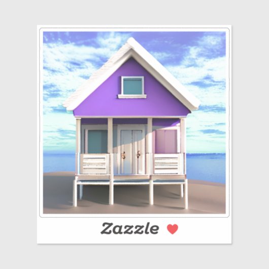 Sticker Little Beach Shack sur le sable (Feuille)