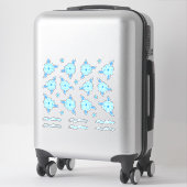 Sticker Little Happy Birthday Blue Flowers and Stars (Sur valise)