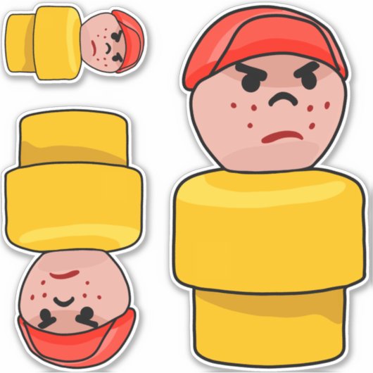 Sticker Little Round People - Button the Grumpy Boy X3 (Devant)
