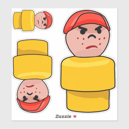 Sticker Little Round People - Button the Grumpy Boy X3 (Feuille)