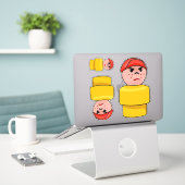 Sticker Little Round People - Button the Grumpy Boy X3 (Ordinateur portable sur le bureau)