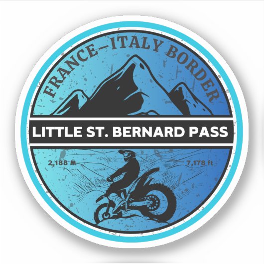 Sticker Little St Bernard Pass Français italique Alpine (Devant)