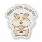 Sticker Little Wins Big Grins – Cute Hamster Trophy (Devant)
