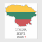 Sticker Lituanie Drapeau Charme Carte Patriotique (Feuille)
