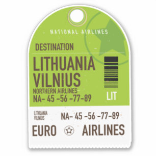 Sticker Lituanie Vilnius billet de voyage en avion