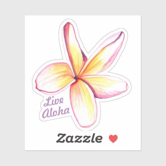 Sticker Live Aloha Hawaiian Plumeria (Feuille)