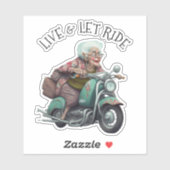 Sticker Live and Let Ride Motorcycle Grand-mère (Feuille)