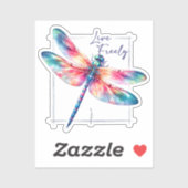 Sticker Live Freely - Dragonfly Colorful Inspirational (Feuille)