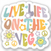 Sticker Live Life on the Veg, Retro Vegan (Recto)