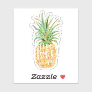 Sticker Live Love Laugh Aquarelle Ananas Fruit