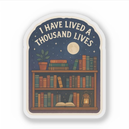 Sticker Lived a Thousand Lives,Bookshelf Night Sky (Devant)