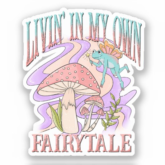 Sticker Livin' In My Own Fairytale - Frog & Champignons (Recto)