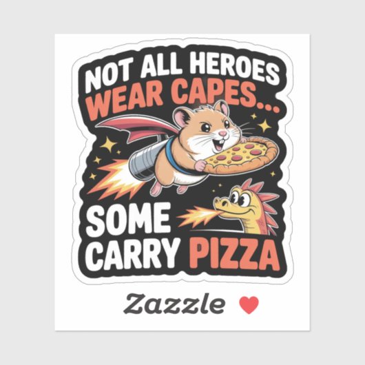 Sticker Livraison de Pizza Hamster Réacteur Drôle (Feuille)
