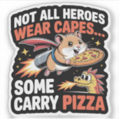 Sticker Livraison de Pizza Hamster Réacteur Drôle (Devant)