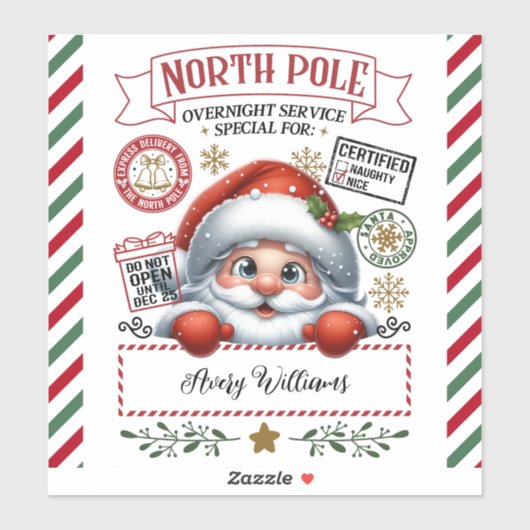 Sticker Livraison spéciale Noël de Père Noël (Feuille)
