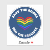 Sticker Livre anti-censure Interdire Round Rainbow Heart (Feuille)