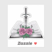 Sticker Livre avec épée et roses (Feuille)