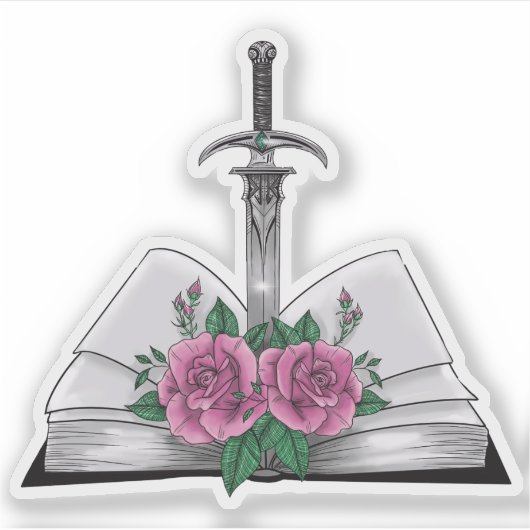 Sticker Livre avec épée et roses (Devant)