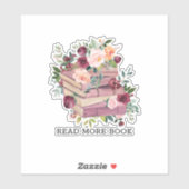 Sticker Livre d'aquarelle et citation de lecture Rose (Feuille)