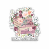 Sticker Livre d'aquarelle et citation de lecture Rose (Devant)