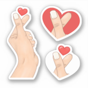 Sticker Livre de découpage de doigts en forme de cœur