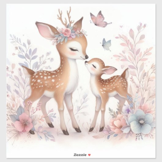 Sticker Livre d'histoire Bois Bébés Deer Love (Feuille)