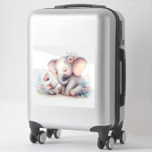 Sticker Livre D'Histoire Bois Bébés Éléphant Et Bébé (Sur valise)