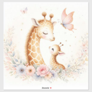 Sticker Livre D'Histoire Bois Bébés Giraffe Et Bébé