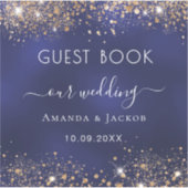 Sticker Livre d'or bleu marine scintille mariage (Devant)