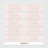 Sticker Livrer à Chic Script rose Mariage adresse du clien (Feuille)