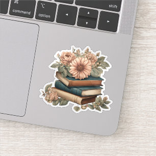 Sticker Livres Anciens avec Fleurs en Cascade Étanche
