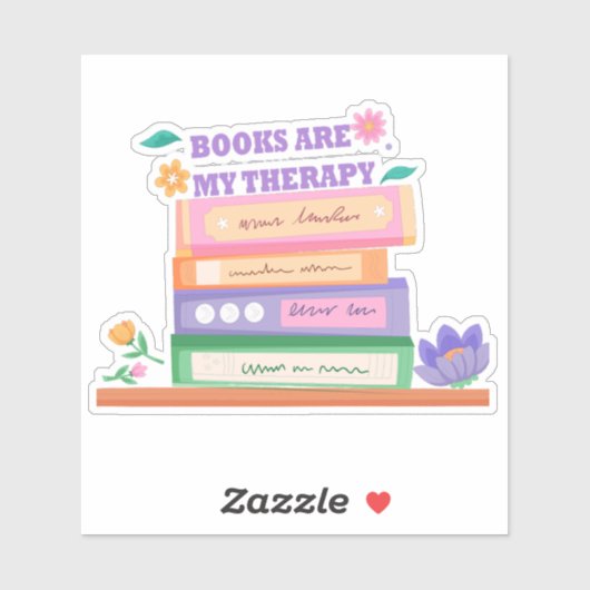Sticker Livres Are My Therapy : Drôle Citation esthétique (Feuille)