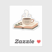 Sticker Livres et café (Feuille)