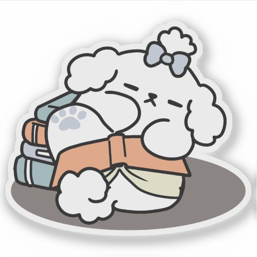 Sticker Livres et écorces - Conception de lecture de chien (Devant)