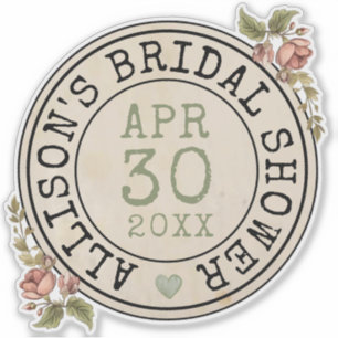 Sticker Livres Floraux Vintage Shower de Mariée Grand Fleu