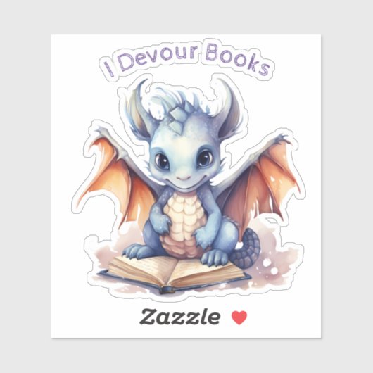 Sticker *~* Livres Lecture Bébé Dragon - AP88 I DEVOUR (Feuille)