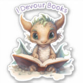 Sticker *~* Livres Lecture Bébé Dragon - I DEVOUR AP88 (Devant)