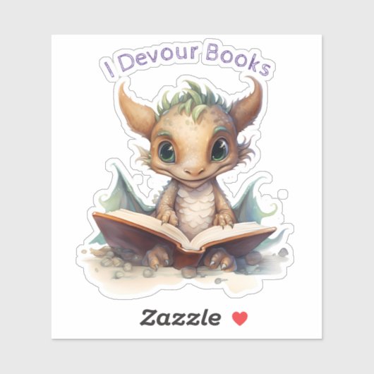 Sticker *~* Livres Lecture Bébé Dragon - I DEVOUR AP88 (Feuille)