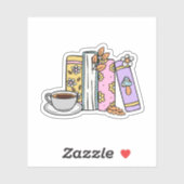 Sticker Livres Rétro et Café Étanche (Feuille)