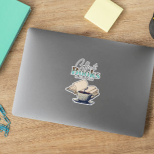 Sticker Livres vintages et café est tout ce dont j'ai beso