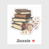 Sticker Livres vintages et fleurs étanches (Feuille)
