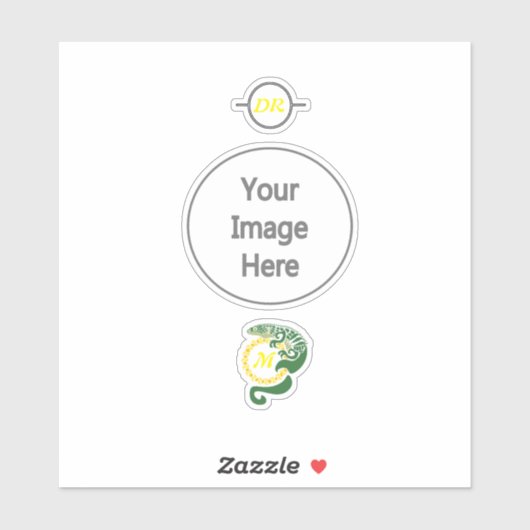 Sticker Lizard, un alligator tribal, qui serre un monogram (Feuille)