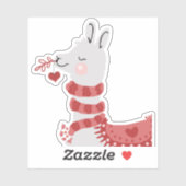 Sticker Llama Aimer mignon rose (Feuille)
