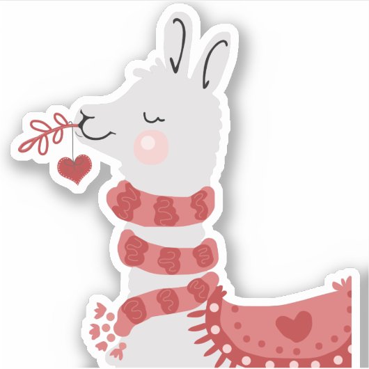 Sticker Llama Aimer mignon rose (Devant)
