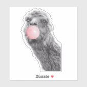 Sticker Llama Alpaca qui souffle du Bubble Gum Mignon (Feuille)